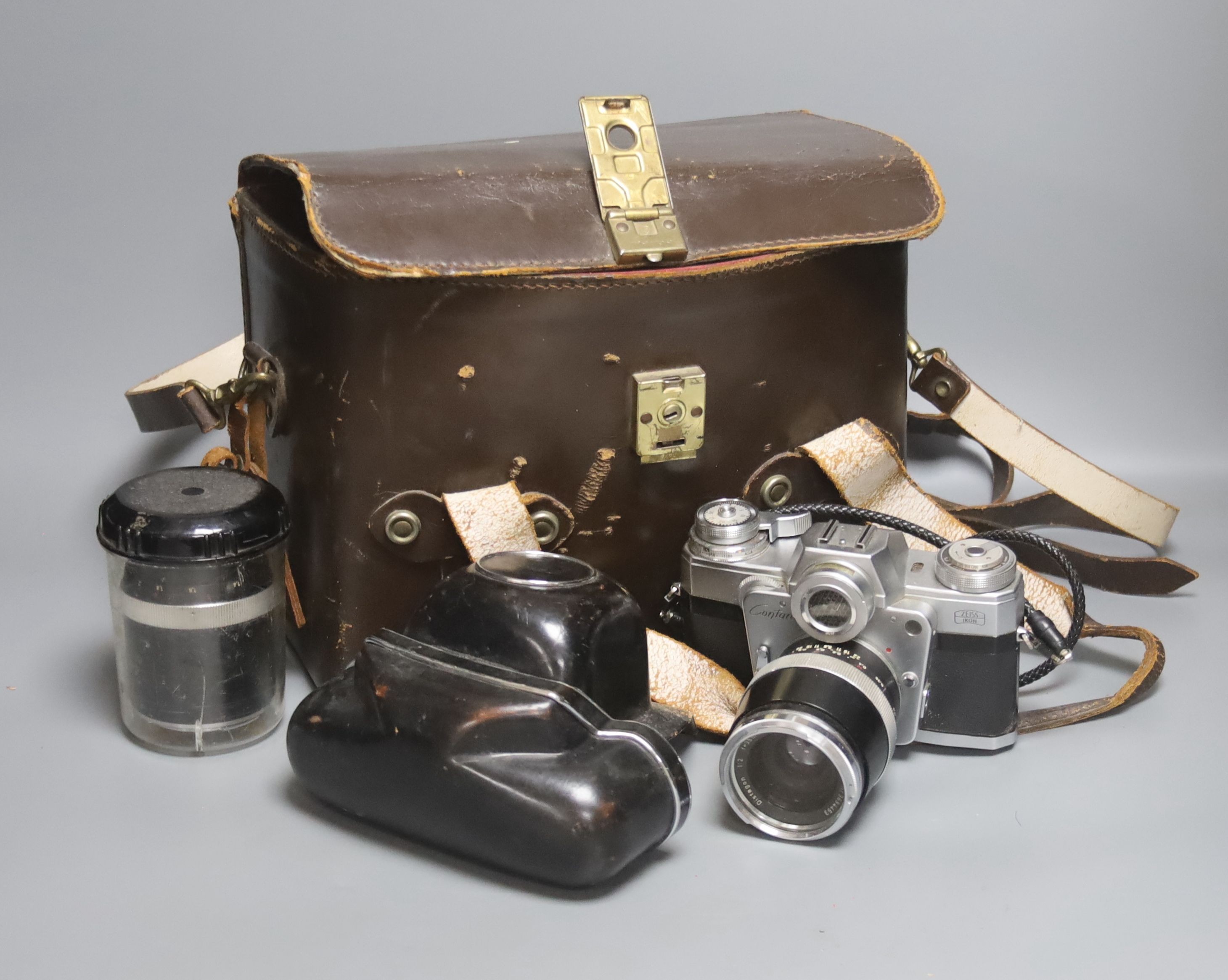 A Zeiss Ikon Contarex camera and accessories